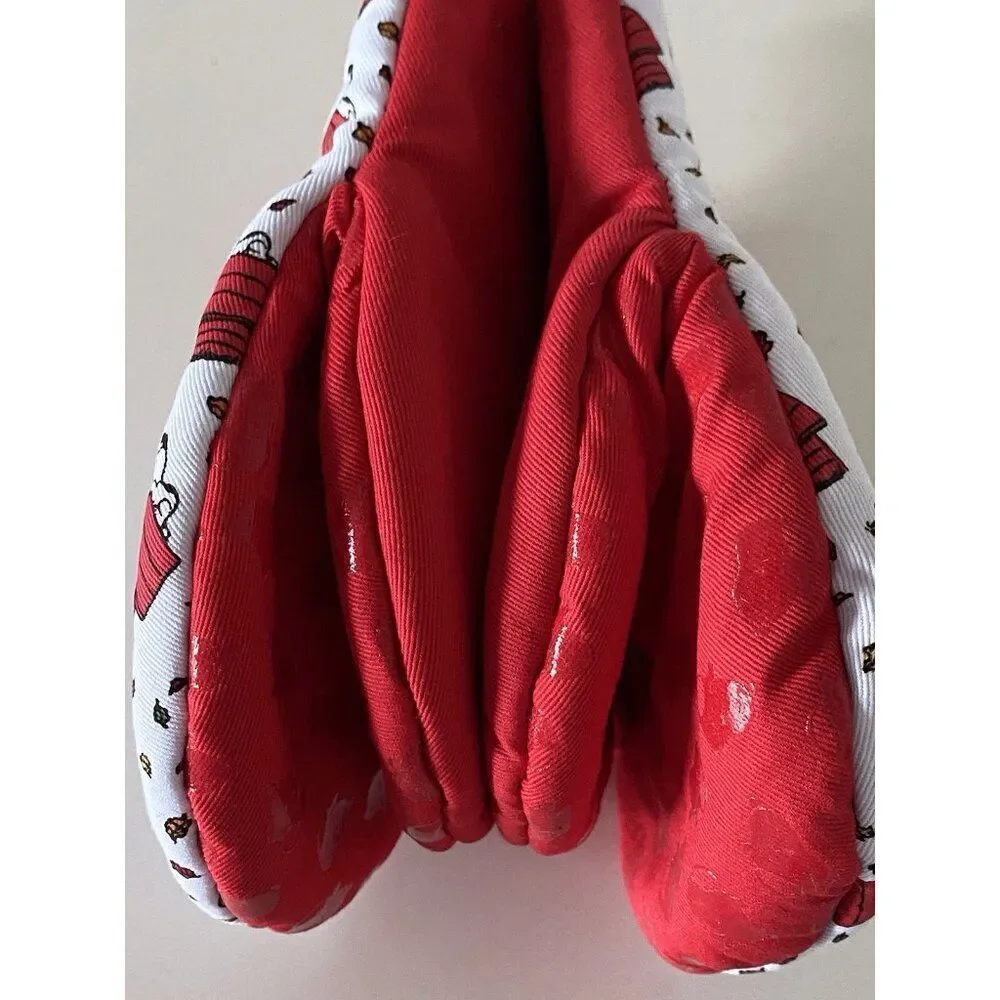 2 Pk Peanuts Snoopy Thanksgiving Fall Doghouse Turkey Mini Oven‎ Mitts Red NEW